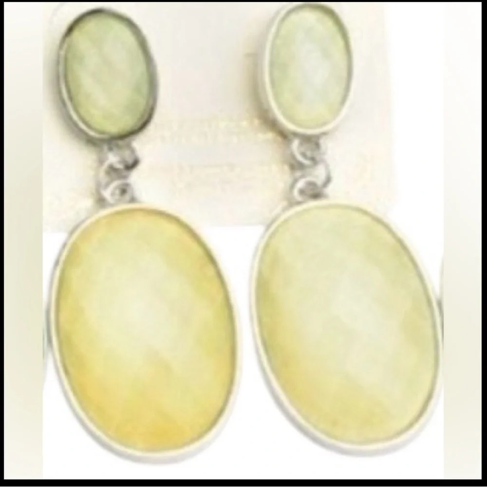 2/$15 Gemstone Drop Earrings | Silver Tone Yellow Stone Dangle Earrings